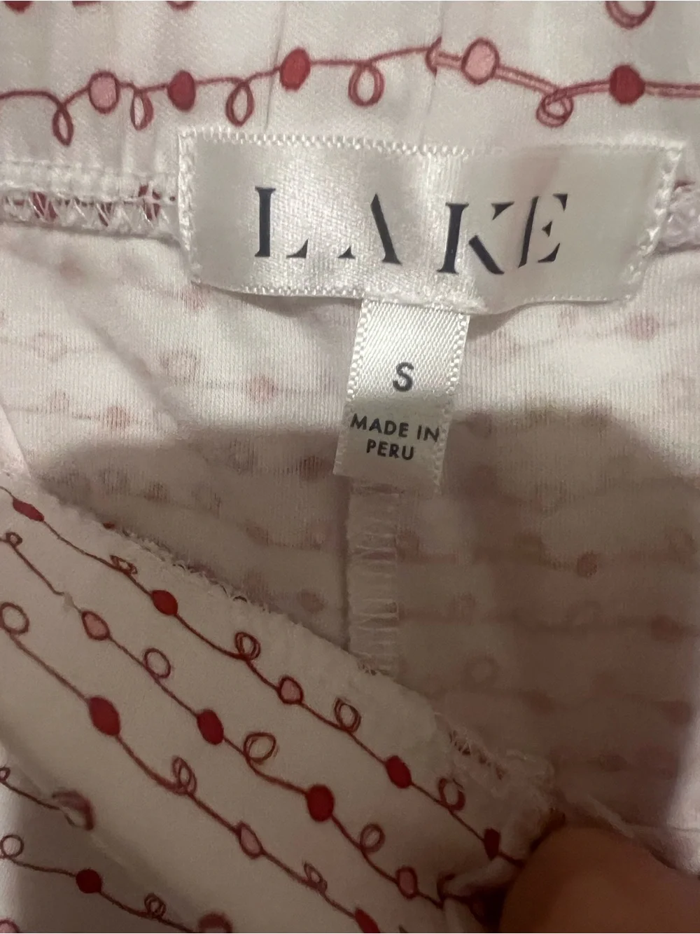 Lake 100%  Cotton  Set Pajamas Loungewear Red Garland White Striped  Sz Small